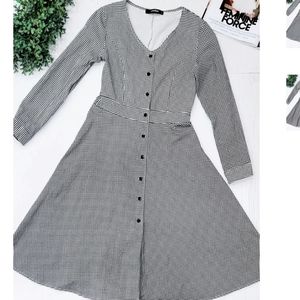 Black and White Houndstooth Circle Dress Size Small